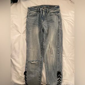 BLANKNYC skinny classique jeans with black lace-up side